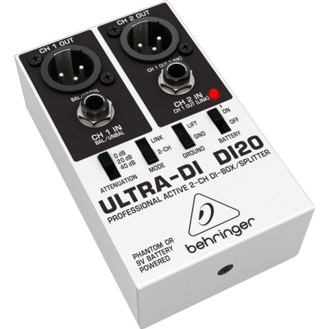 BEHRINGER DI20 - 2-kanałowy DI-Box aktywny z funkcją splittera BEHRINGER DI20 - 2-kanałowy DI-Box aktywny z funkcją splittera