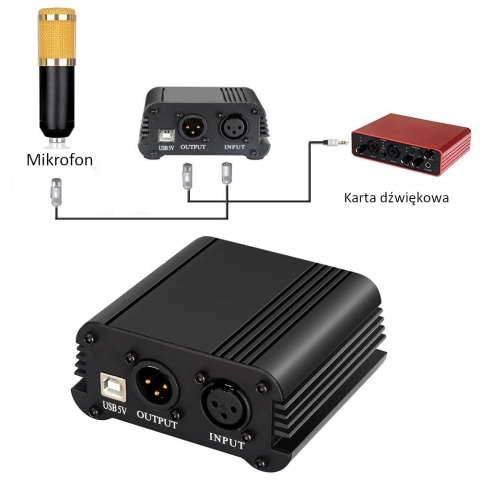 ZASILACZ USB PHANTOM +48V DO MIKROFONÓW XLR