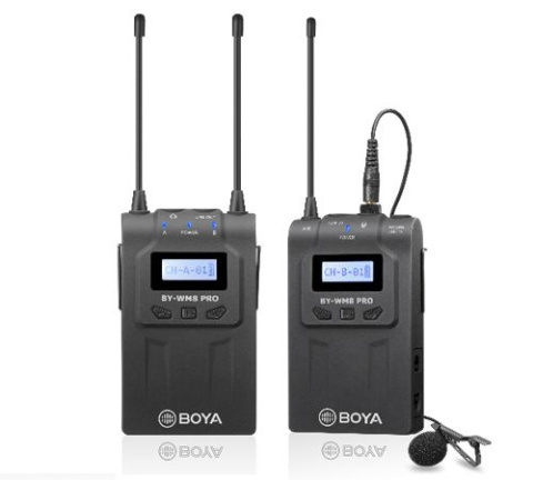 BOYA BY-WM8 PRO-K1 to bezprzewodowy zestaw mikrofon krawatowy z nadajnikiem oraz odbiornik do kamer, aparatów BOYA BY-WM8 PRO-K1 to bezprzewodowy zestaw mikrofon krawatowy z nadajnikiem oraz odbiornik do kamer, aparatów