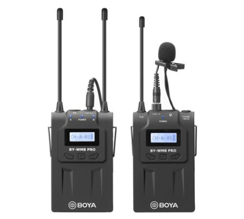 BOYA BY-WM8 PRO-K1 to bezprzewodowy zestaw mikrofon krawatowy z nadajnikiem oraz odbiornik do kamer, aparatów BOYA BY-WM8 PRO-K1 to bezprzewodowy zestaw mikrofon krawatowy z nadajnikiem oraz odbiornik do kamer, aparatów