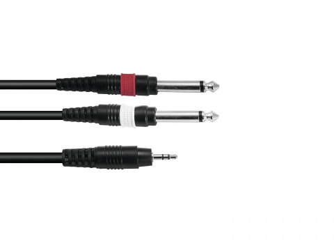 OMNITRONIC Kabel przejściówka Jack 3,5 mm / 2xJack 6,3mm 1,5 m bk OMNITRONIC Kabel przejściówka Jack 3,5 mm / 2xJack 6,3mm 1,5 m bk