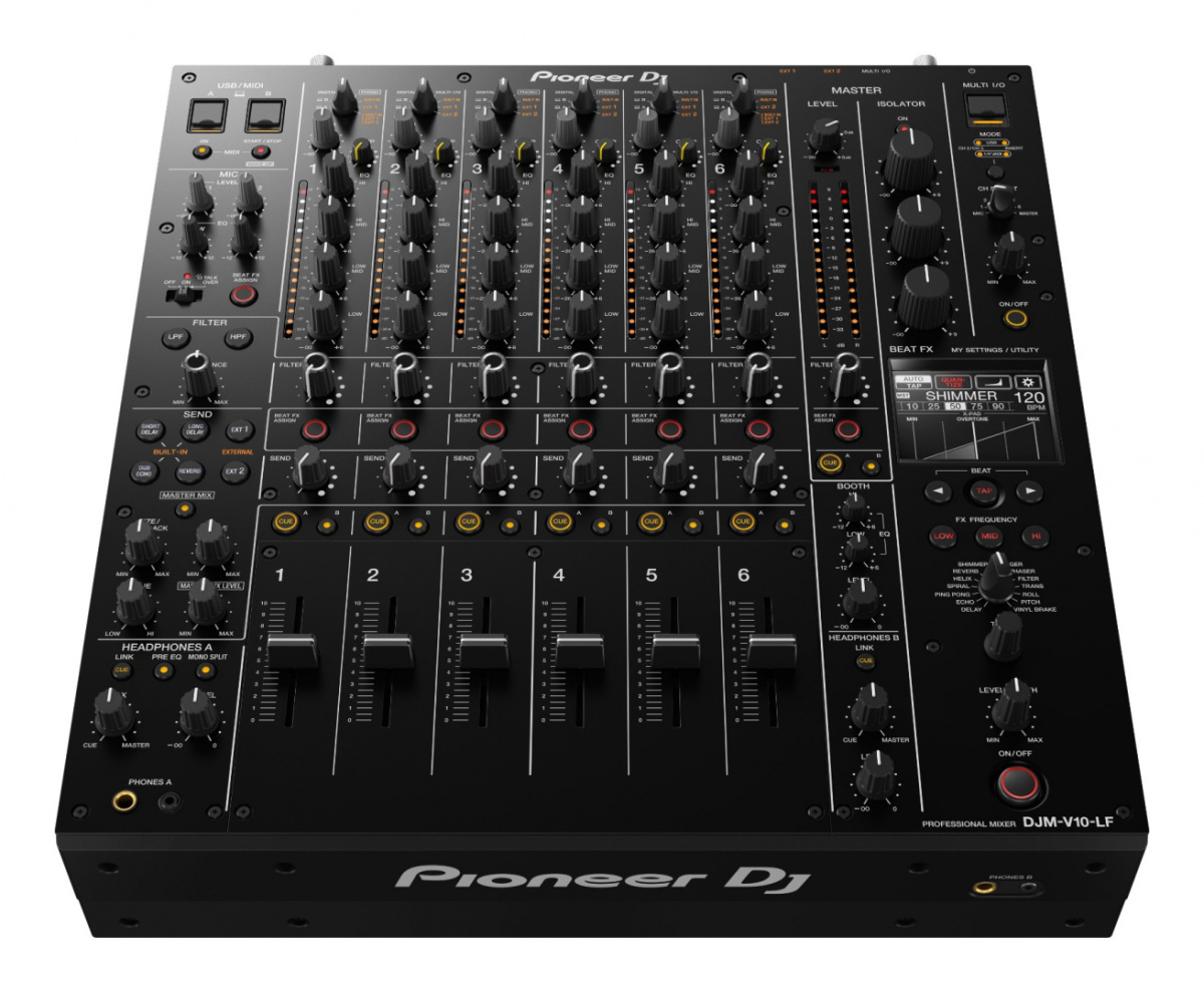 PioneerDJ DJM-V10-LF 6-kanałowy profesjonalny mikser dla DJ-ów z suwakami 60mm