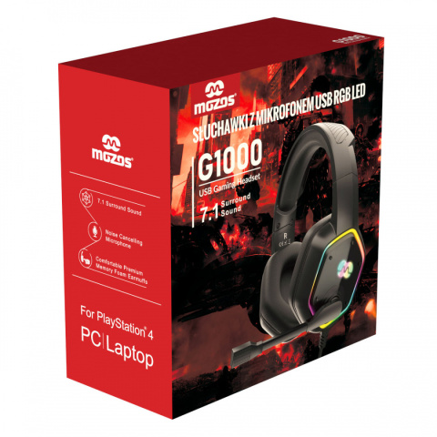MOZOS G1000 SŁUCHAWKI Z MIKROFONEM USB RGB LED MOZOS G1000 SŁUCHAWKI Z MIKROFONEM USB RGB LED