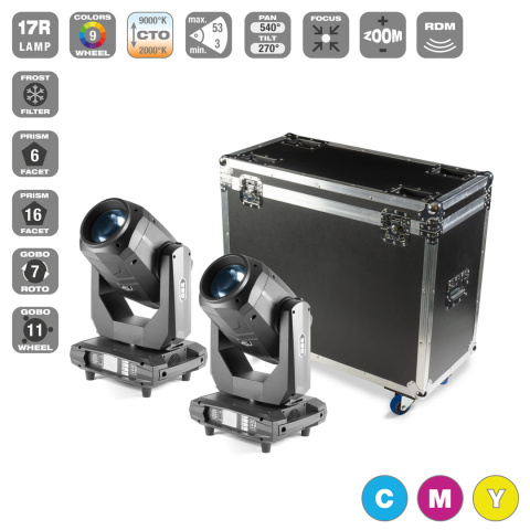 2x Moving Head 17R CMY 3in1 Beam-Spot-Wash (SET) ver III