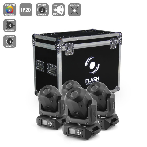 4x LED Moving Head 90W DIAMOND - ROTO PRISM 2x GOBO (ZESTAW)