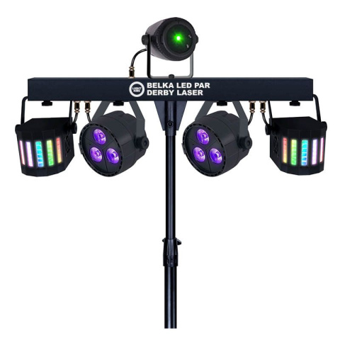 BELKA LED PAR DERBY LASER multiefekt świetlny zestaw oświetlenie disco BELKA LED PAR DERBY LASER multiefekt świetlny zestaw oświetlenie disco