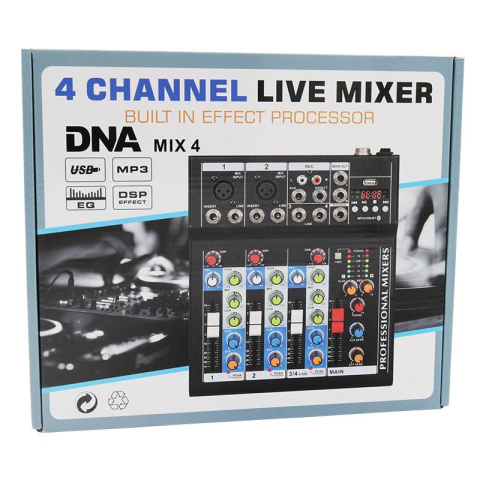DNA MIX 4 mikser audio USB MP3 analogowy 4 kanały DNA MIX 4 mikser audio USB MP3 analogowy 4 kanały
