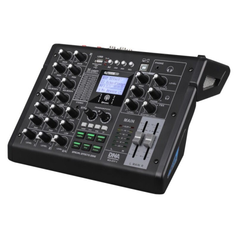 DNA MIX-EFF 4 analogowy mikser dźwięku 4 kanały USB MP3 Bluetooth Phantom +48V DSP EQ efekty dźwiękowe DNA MIX-EFF 4 analogowy mikser dźwięku 4 kanały USB MP3 Bluetooth Phantom +48V DSP EQ efekty dźwiękowe
